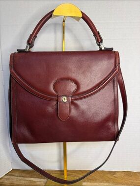 Vintage Goldpfeil W. Germany Burgundy Leather Satchel Shoulder Bag EUC